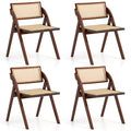Goflame Folding Dining Chairs Set, Wooden Folding Chair with Rattan Backrest & Seat