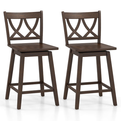 Goflame 24" Bar Stools Set of 2/4, Swivel Wooden Bar Chairs with Rubber Wood Frame, Dark Grey