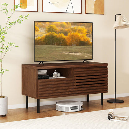 Goflame Mid Century Modern TV Stand with Fluted Entertainment Center