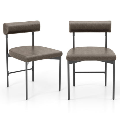 Goflame Dining Chairs, Faux Leather Upholstered Kitchen Side Chair with Padded Backrest and Cushion, Metal Legs