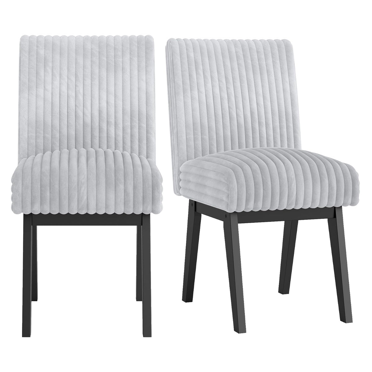 Goflame Fabric Upholstered Channel Tufted Kitchen Chair w/ 6" Thick Padded Seat & Backrest