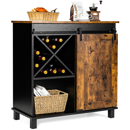 Goflame Sideboard, Coffee Bar Station with Sliding Barn Door(Industrial)