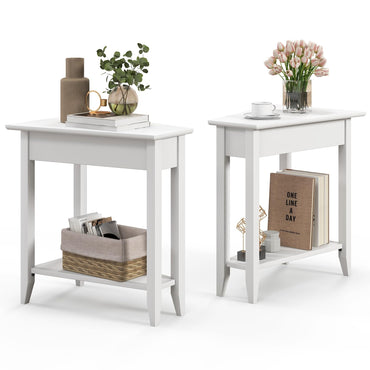 Triangle Side Table with Storage Shelf - Goflame