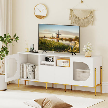 Goflame White TV Stand for TVs up to 70" Modern Entertainment Center with Power Outlets