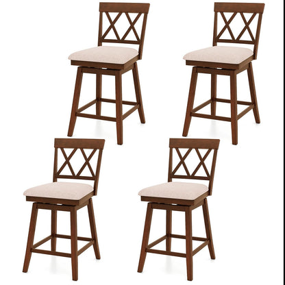 Goflame Counter Height Bar Stool with Crossed Backs and Rubber Wood Legs