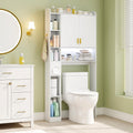 Goflame Over The Toilet Storage Cabinet with LED Light Doors Toilet Paper Holder