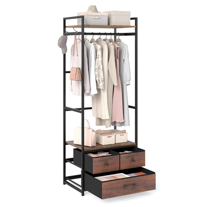 Goflame Clothes Rack with Drawers for Living Room