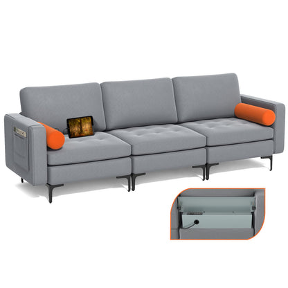 Goflame 97" Sectional Sofa Couch, 3-Seater Modular Sleeper with USB Ports