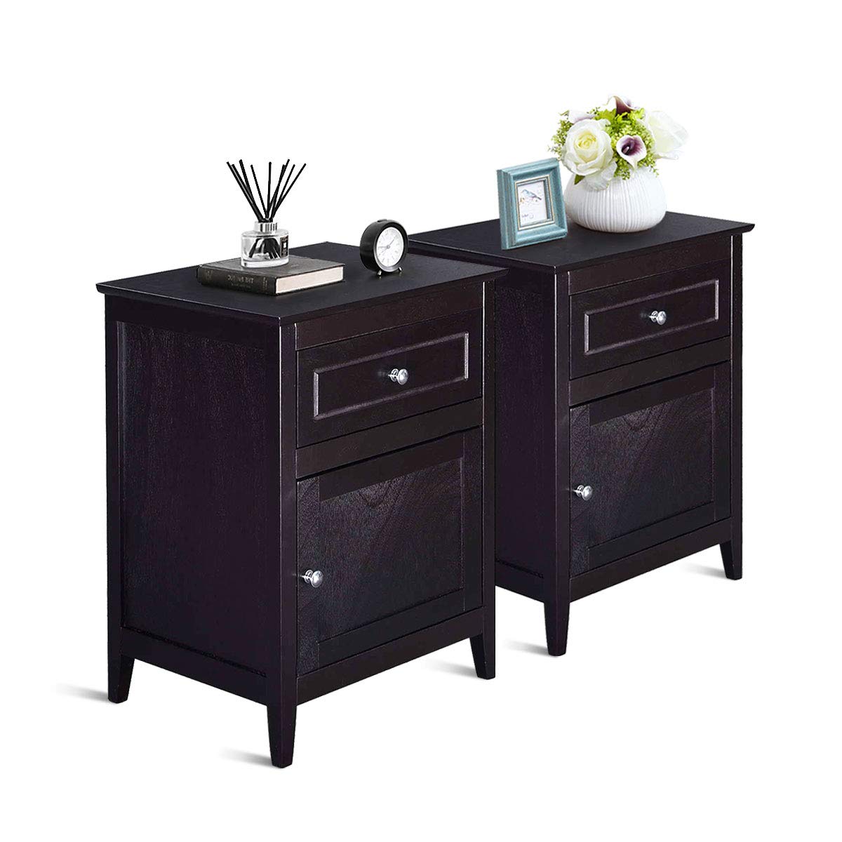 Wooden End Table W/Shelf - Goflame