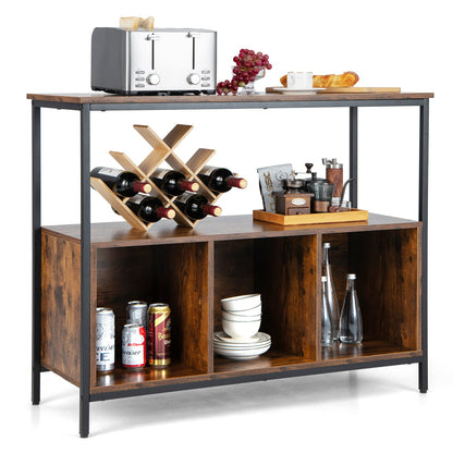 Goflame Buffet Sideboard, Wooden Cupboard, Kitchen Pantry w/Spacious Countertop, Large Open Shelf, 3 Cube Storage Cabinet