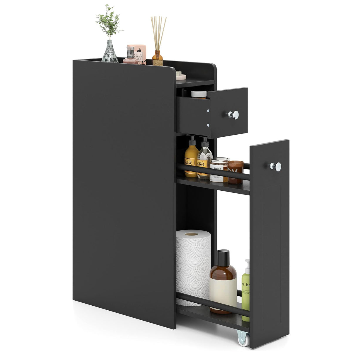 Goflame Slim Bathroom Storage Cabinet for Living Room