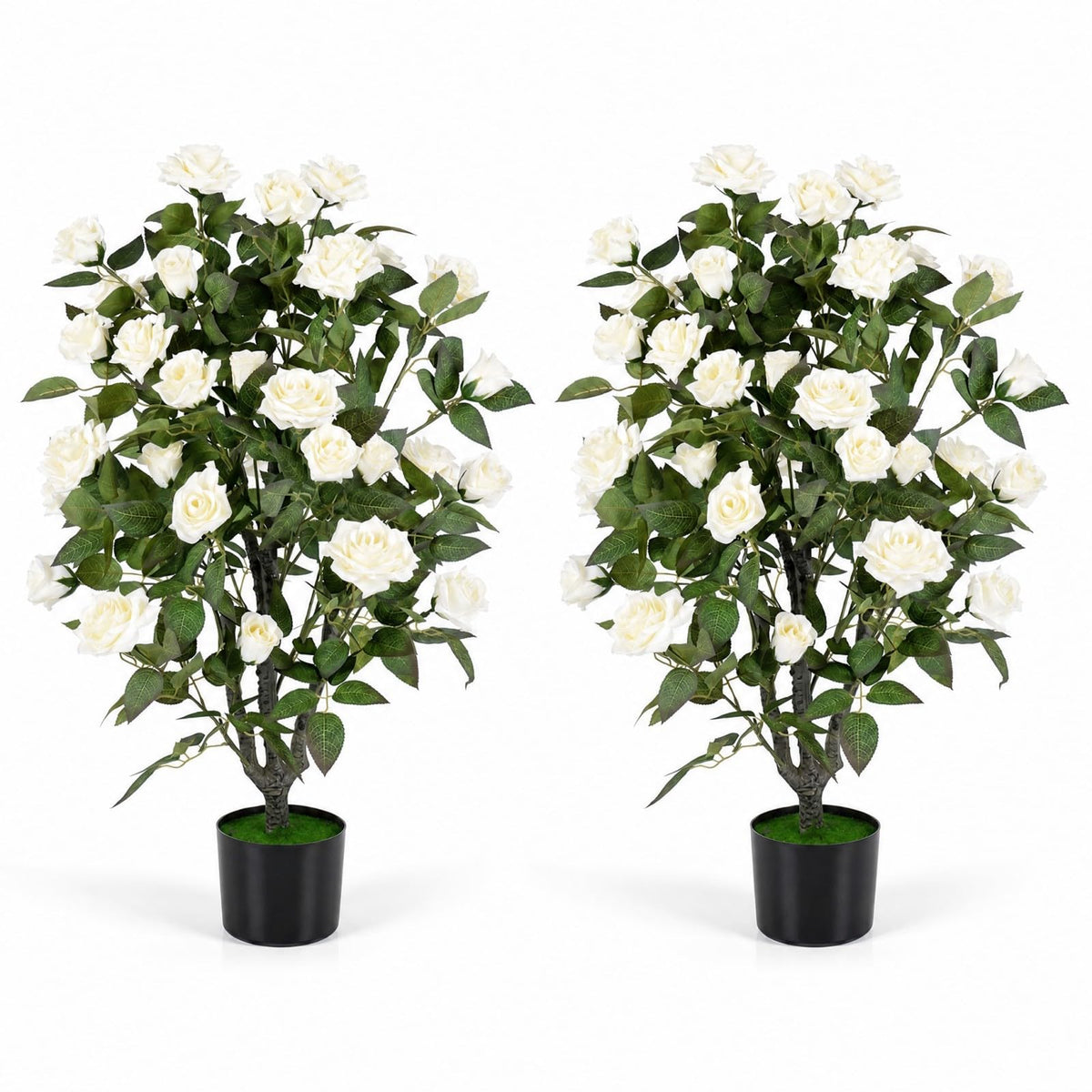 GOFLAME 35.5" Artificial Rose Tree with Pot for Outdoor(1/2)