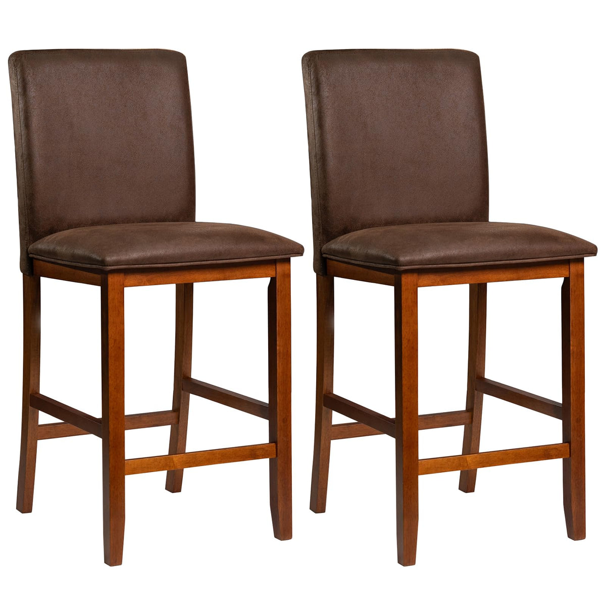 Goflame 26" Bar Stools Set of 2/4 Upholstered Counter Height Bar Chairs with Solid Rubber Wood Legs