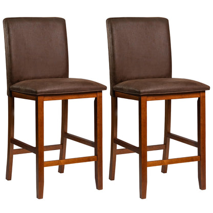 Goflame 26" Bar Stools Set of 2/4 Upholstered Counter Height Bar Chairs with Solid Rubber Wood Legs