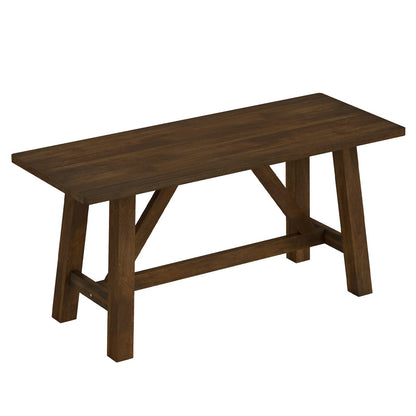 Goflame 38" Wooden Dining Bench Farmhouse Entryway Bench with Rubber Wood Frame