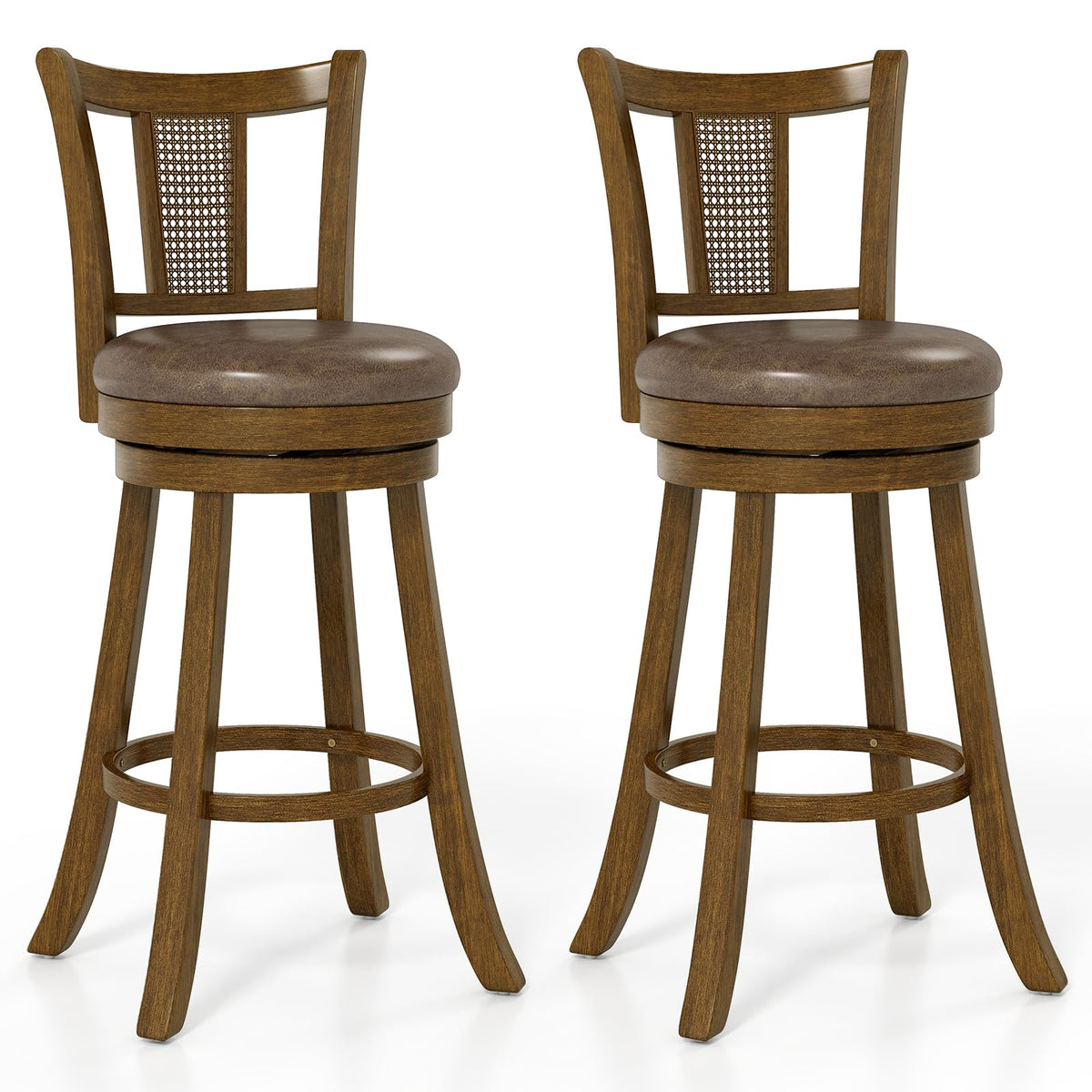 Goflame 30" Upholstered Leathaire Farmhouse Barstools for Kitchen Island Dining Room Pub