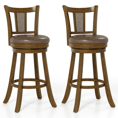 Goflame 30" Upholstered Leathaire Farmhouse Barstools for Kitchen Island Dining Room Pub