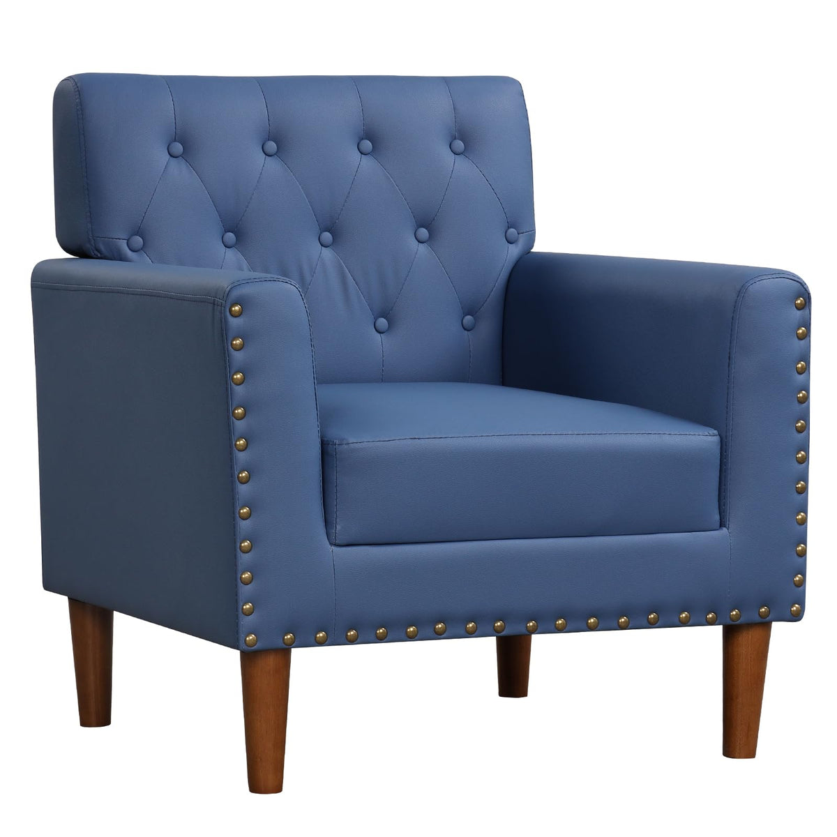 Goflame Mid Century Modern Accent Chair with Button Tufted Decoration and Rivets