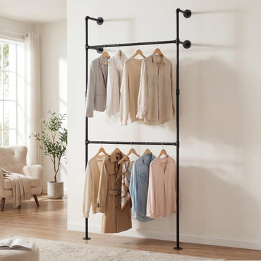 Goflame Industrial Pipe Clothing Rack for Wardrobe Closet
