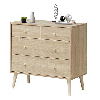 Goflame 4-Drawer Dresser, Free-Standing Chest Wood Legs and Sliding Rail