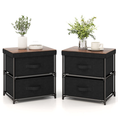 Goflame Nightstand Set of 2 with 2 Fabric Drawers