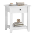 Goflame Nightstand with Drawer 2-Tier Modern Bedside Table with Open Shelf and Storage
