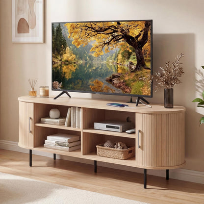 Goflame Mid Century Curved Fluted TV Stand for TVs up to 60"