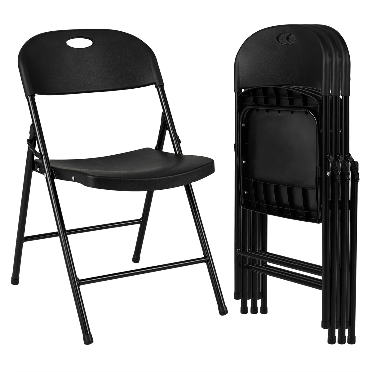 Goflame Plastic Folding Chair | Portable Stackable Commercial Seats with Ergonomic Backrest