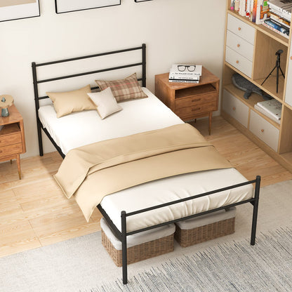 Goflame Twin Size Metal Bed Frame with Headboard & Footboard, 13.5 Inch Platform Bed Frame