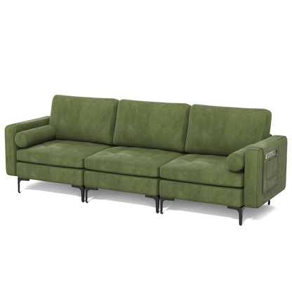 Goflame 97" Sectional Sofa Couch, 3-Seater Modular Sleeper with USB Ports