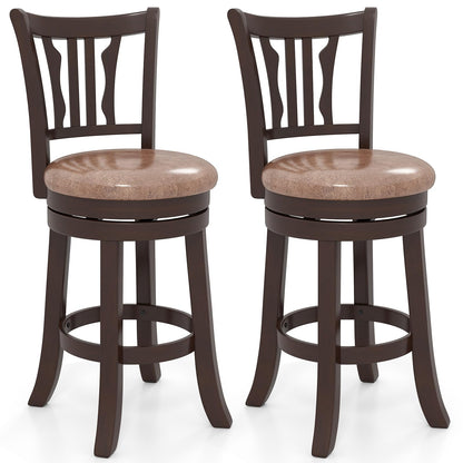 Goflame 26" Upholstered Counter Height Swivel Bar Stools Set of 2/4 with Back and Solid Rubber Frame