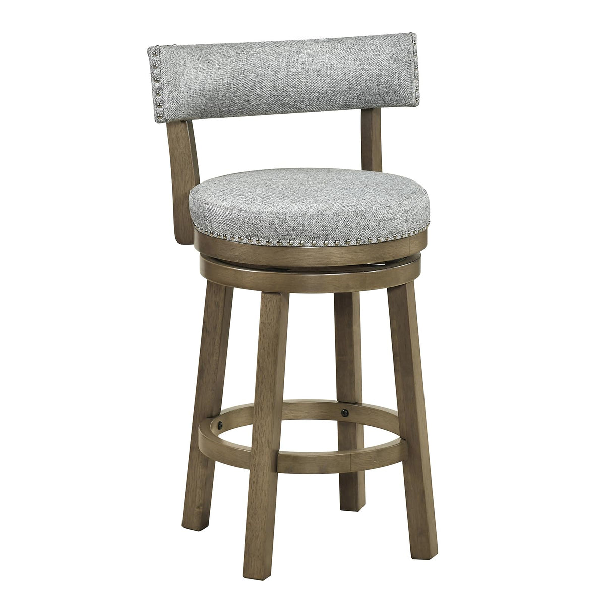Goflame Swivel Bar Stool | 27" Counter Height Stool with Linen Fabric Upholstered Seat & Back