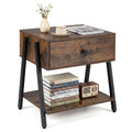 Goflame Industrial Night Stand with Drawer and Open Shelf