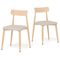 Goflame Linen Fabric Upholstered Modern Dining Chair Set of 2/4 with Padded Seat and Curved Back