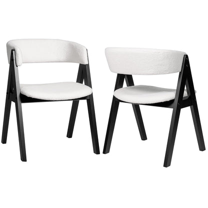 Goflame Wooden Dining Chairs Set of 2/4 Modern Sherpa Upholstered Kitchen Chair