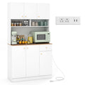 Goflame Kitchen Pantry Cabinet, 71” Tall Buffet Cabinet with Hutch, Built-in Power Outlet