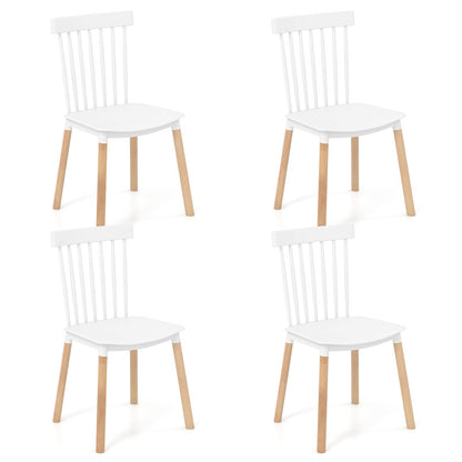 Goflame Set of 4 Windsor Dining Chairs White, Modern Kitchen Chairs w/Spindle Backs & Curved Seats