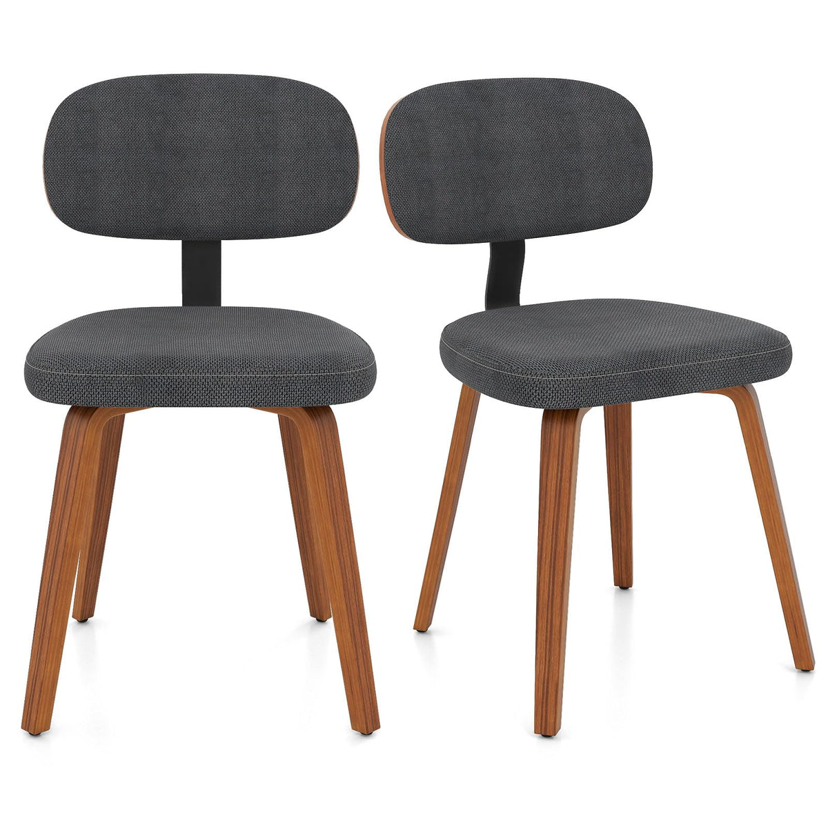 Goflame Wooden Dining Chairs Set of 2/4 Fabric Upholstered Kitchen Chairs
