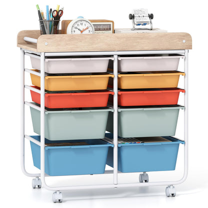 Goflame Rolling Storage Cart with 10 Drawers, Utility Cart