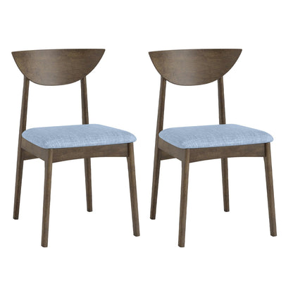 Goflame Wooden Dining Chairs Set of 2/4 Linen Fabric Upholstered Kitchen Chairs