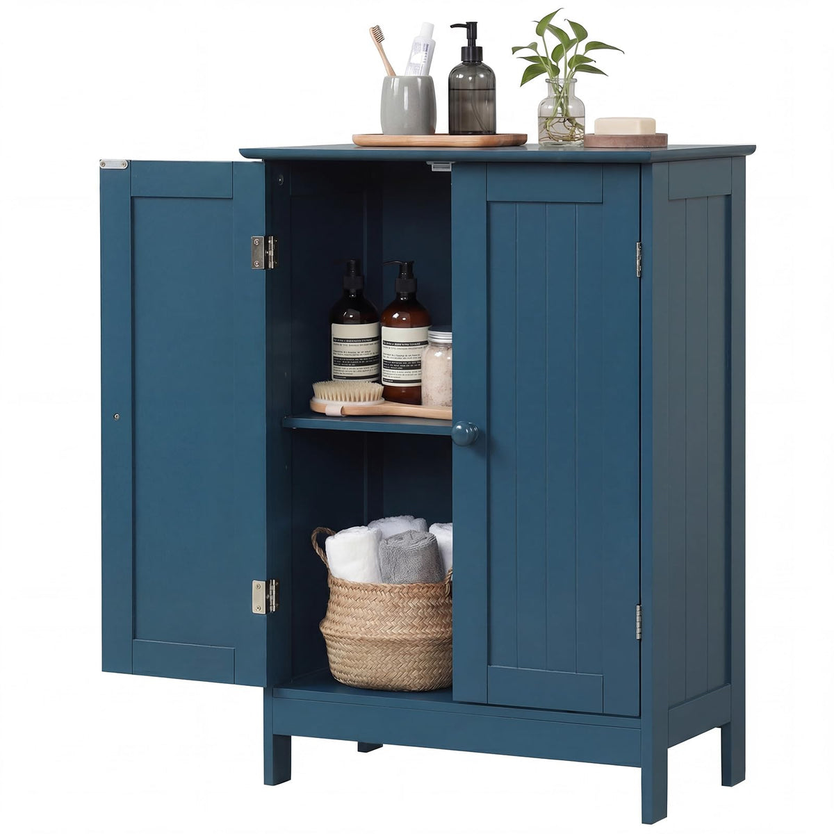 Goflame Storage Cabinet with Doors and Shelves - Freestanding Storage Organizer with Anti-Tipping Device