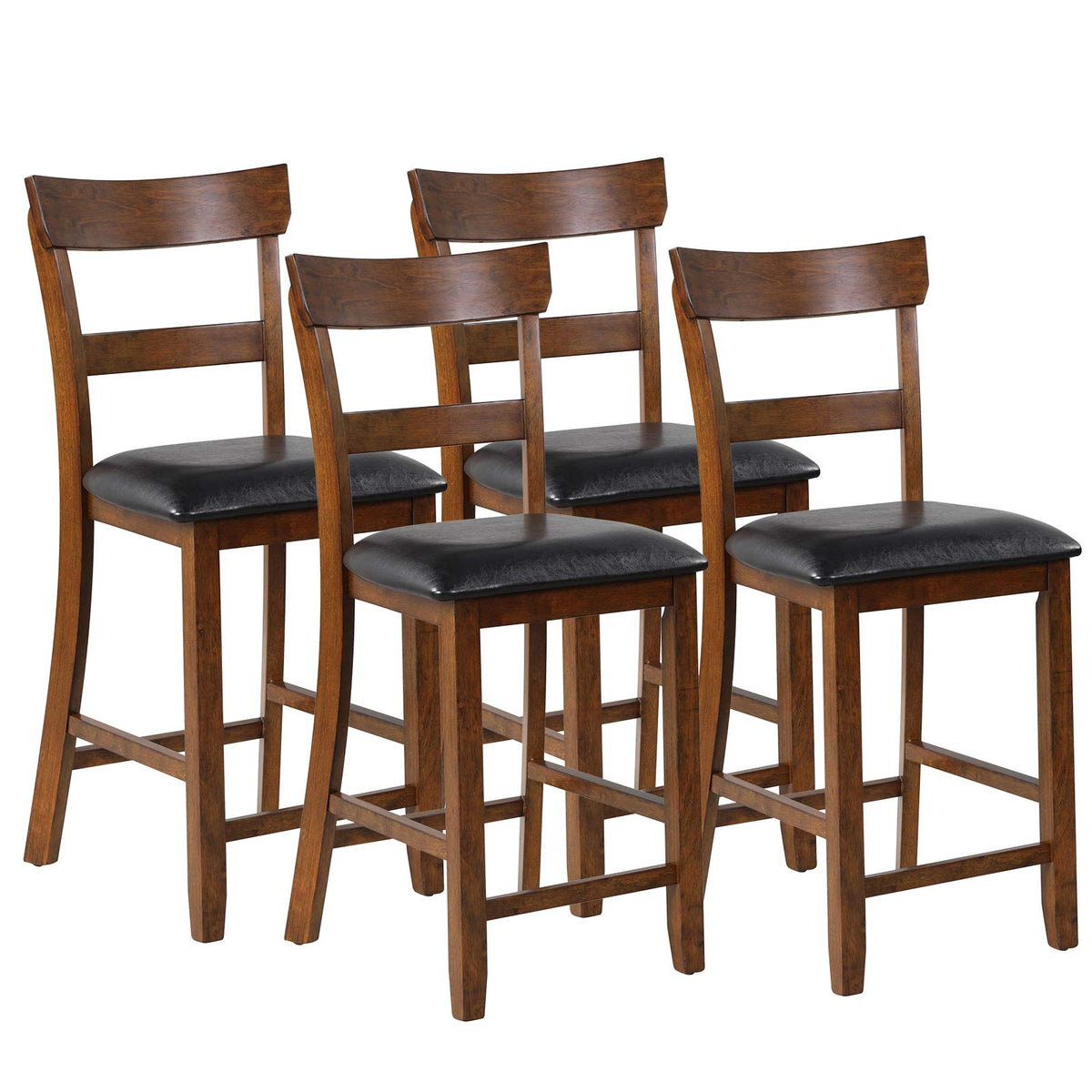 Goflame 25.5-Inch Counter Height Chair with Backrest, Foam-Padded Cushion, Rubber Wood Legs