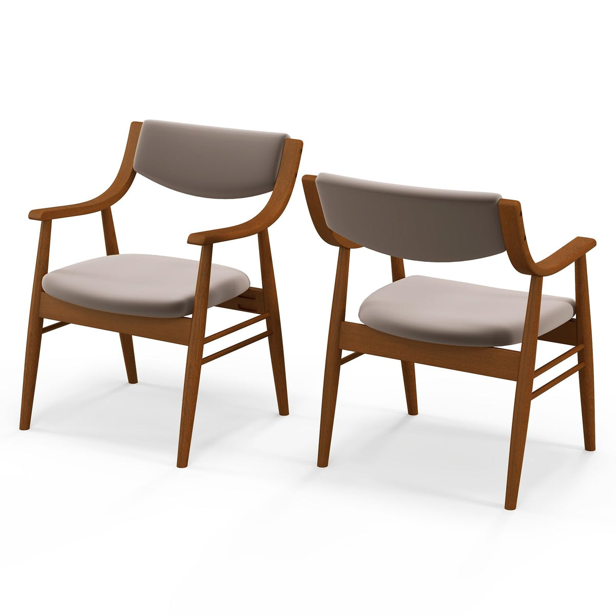 Goflame Wooden Dining Chairs Set of 2/4, PU Leather Upholstered Kitchen Chairs w/Padded Seat & Back
