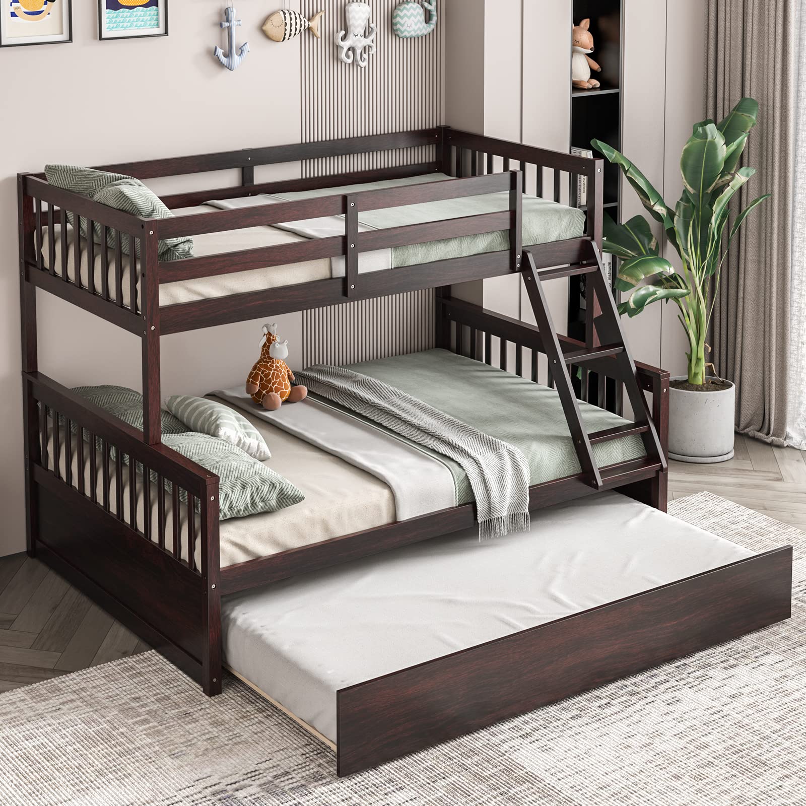 Twin Over Full Bunk Bed with Trundle - Goflame