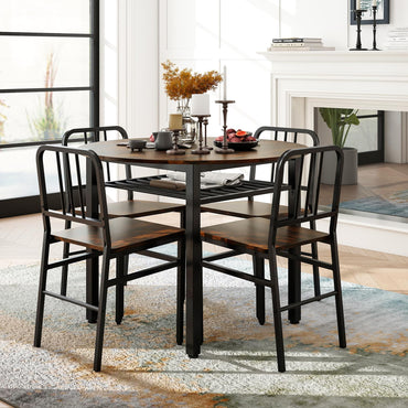 Goflame 40-Inches Round Kitchen Table & Chairs with Storage Rack & Metal Frame