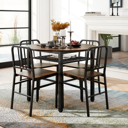 Goflame 40-Inches Round Kitchen Table & Chairs with Storage Rack & Metal Frame