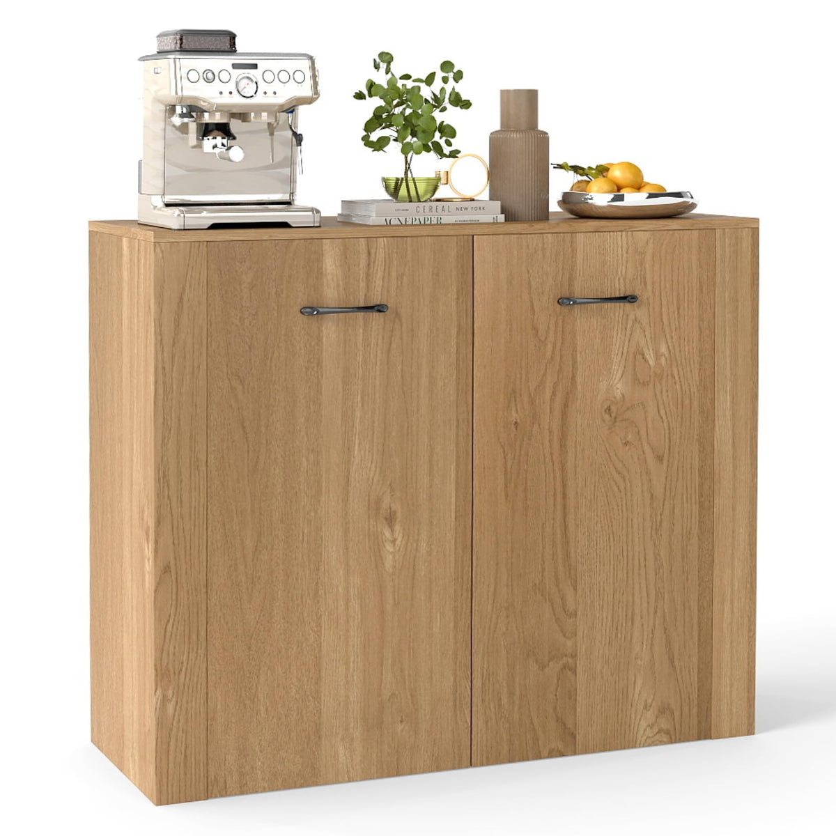 Goflame 38" Modern Storage Cabinet with 2 Doors and 4 Cubic Shelves
