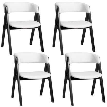 Goflame Wooden Dining Chairs Set of 2/4 Modern Sherpa Upholstered Kitchen Chair