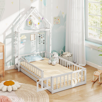 Goflame Twin House Floor Bed for Kids