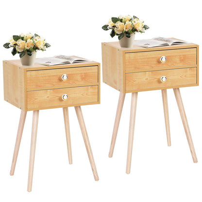 Goflame Nightstand W/2 Drawers for Bedroom